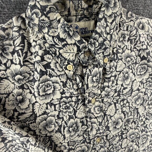 REYN SPOONER Floral Button Up Shirt Hawaiian Medium Cotton Blend Pocket Men - Picture 8 of 11